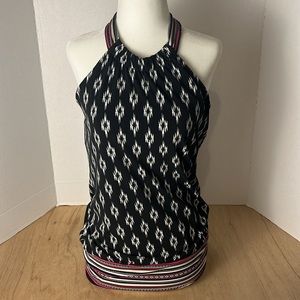 White House Black Market Halter Shirt Women’s Medium Color Black Hot Pink